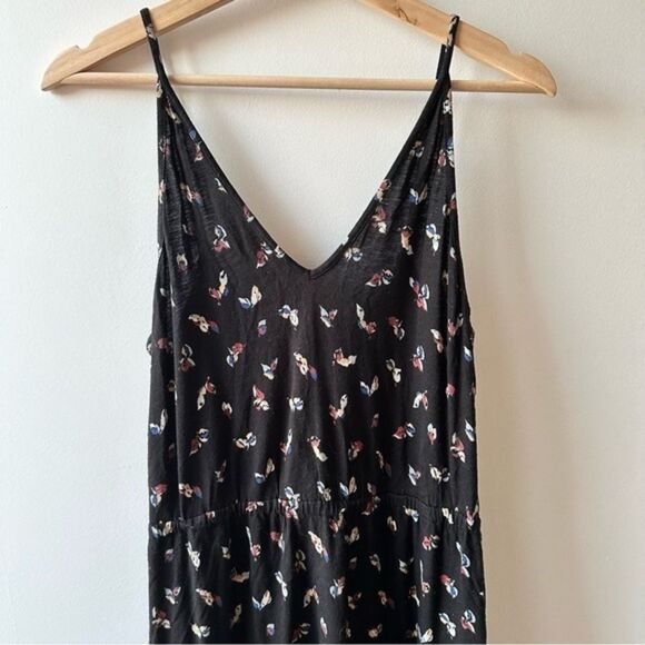 & Other Stories black print spaghetti strap midi sundress, size 8 bohemian boho - Picture 2 of 3